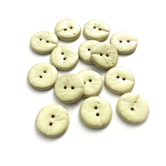 Creamy Yellow 'Umbel' Stoneware Button  7/8"