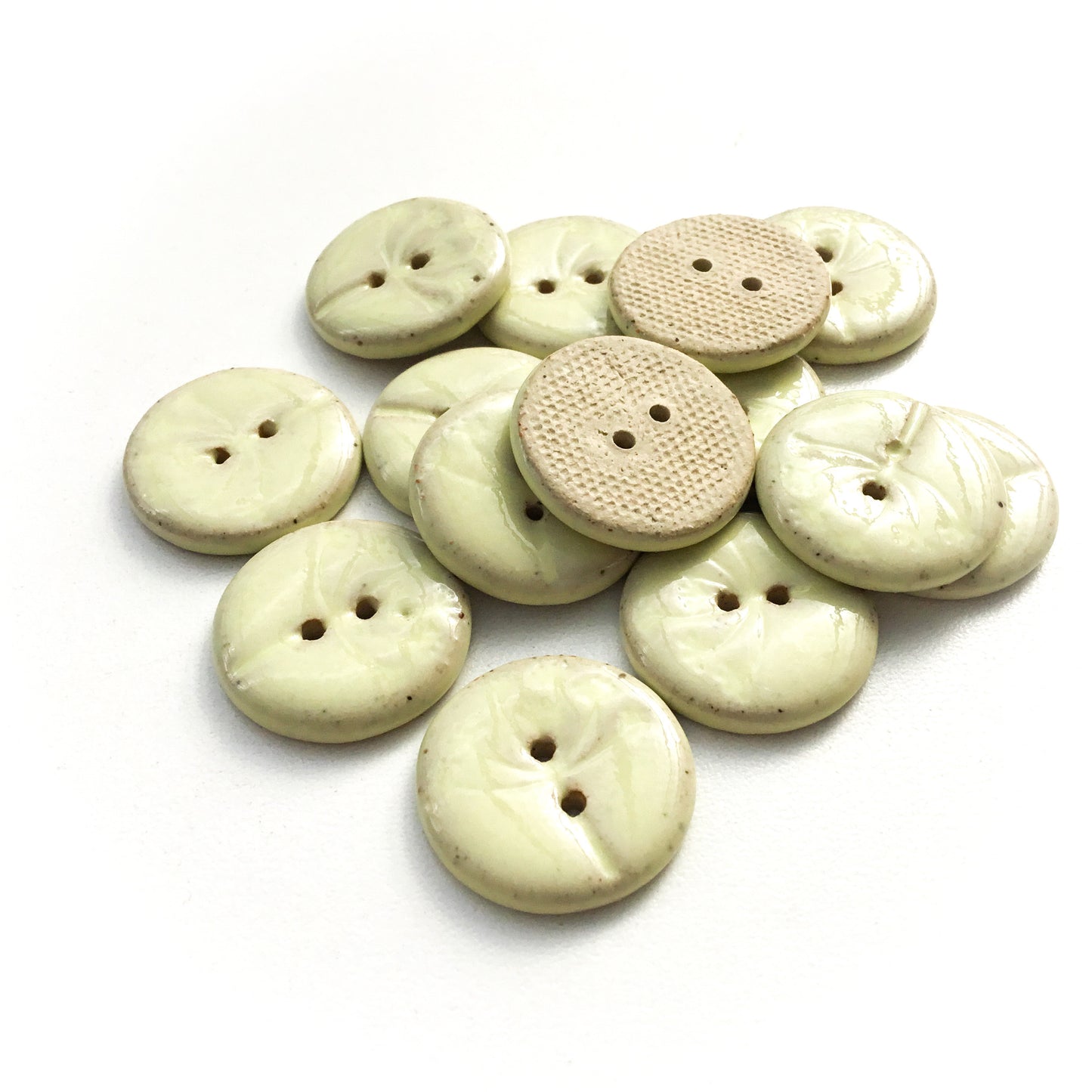 Creamy Yellow 'Umbel' Stoneware Button  7/8"