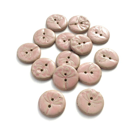 Soft Pink 'Umbel' Stoneware Button  7/8"