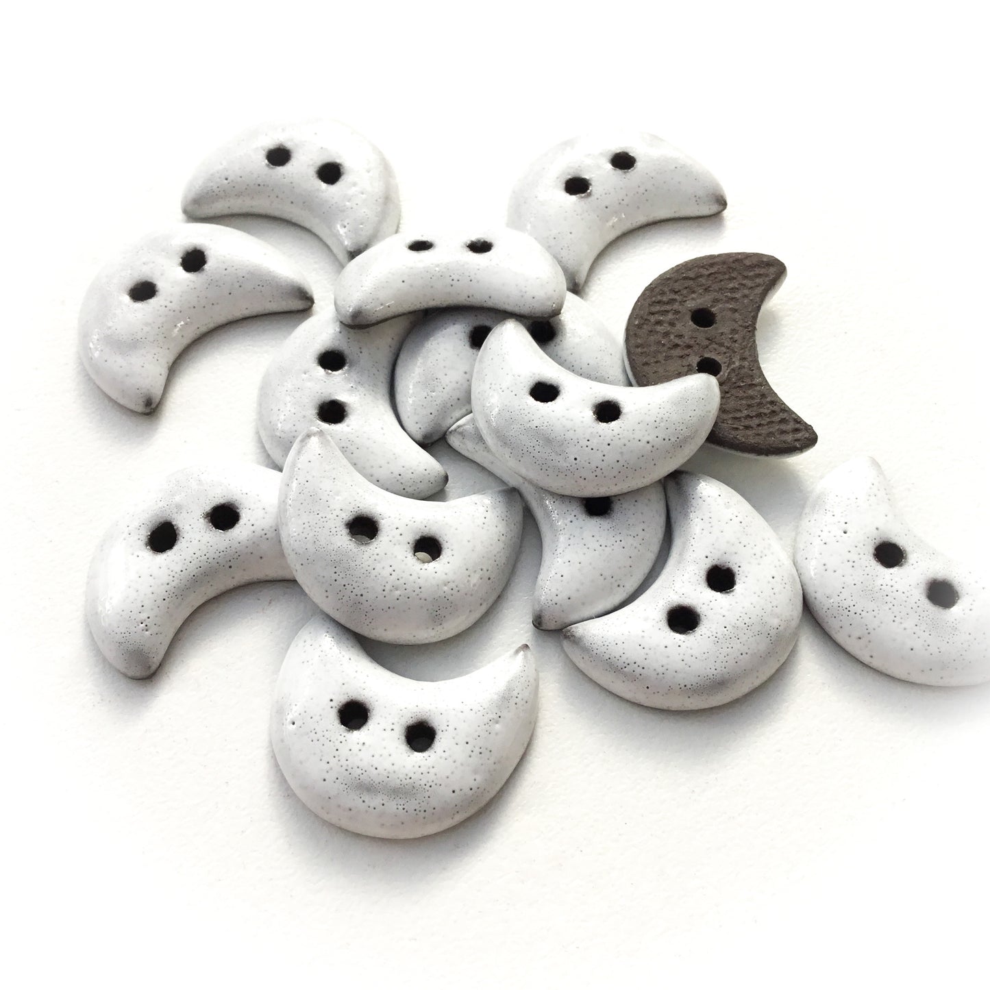 White Textured Moon Crescent Buttons 3/4"