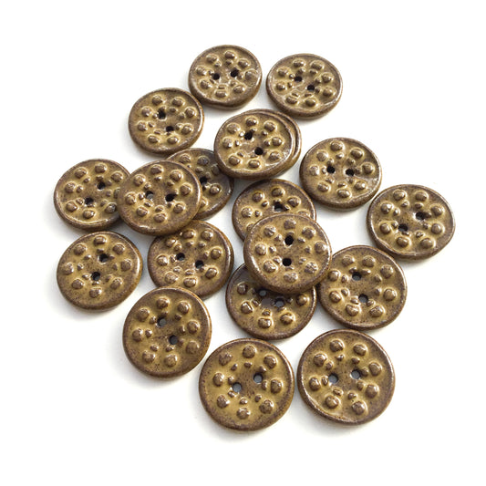 Earthy Gold 'Aster' Stoneware Buttons  3/4"