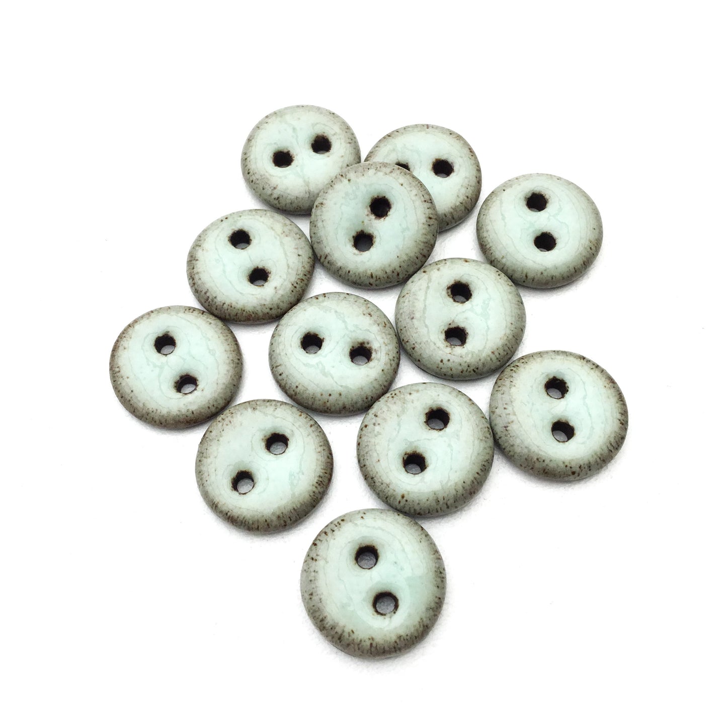 Light Aqua Black Clay Button  1/2"