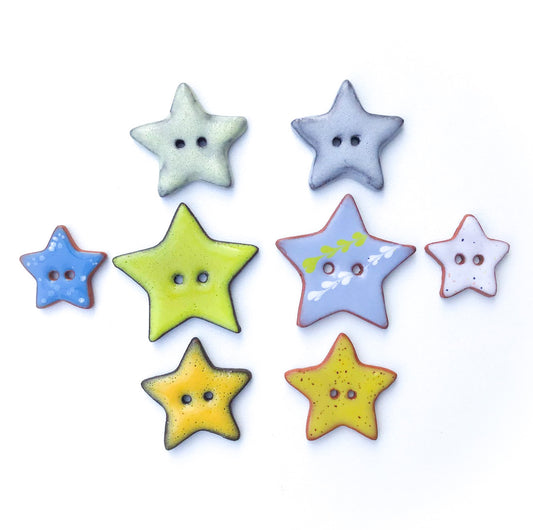 Stars Button Collection: Artisan Ceramic Buttons - Decorative Star Buttons