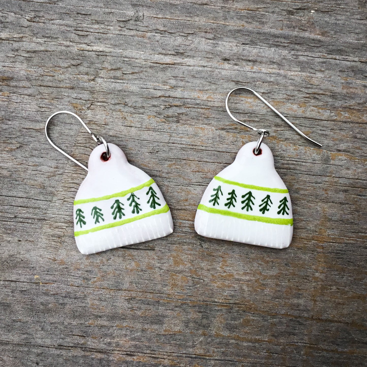 'Hand Knit Hats' Ceramic Earrings