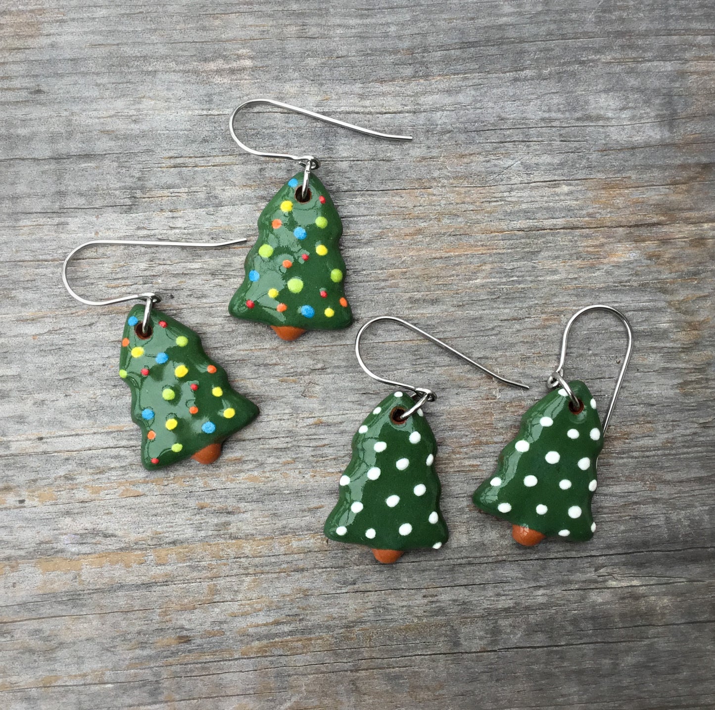 Christmas Tree Ceramic Earrings