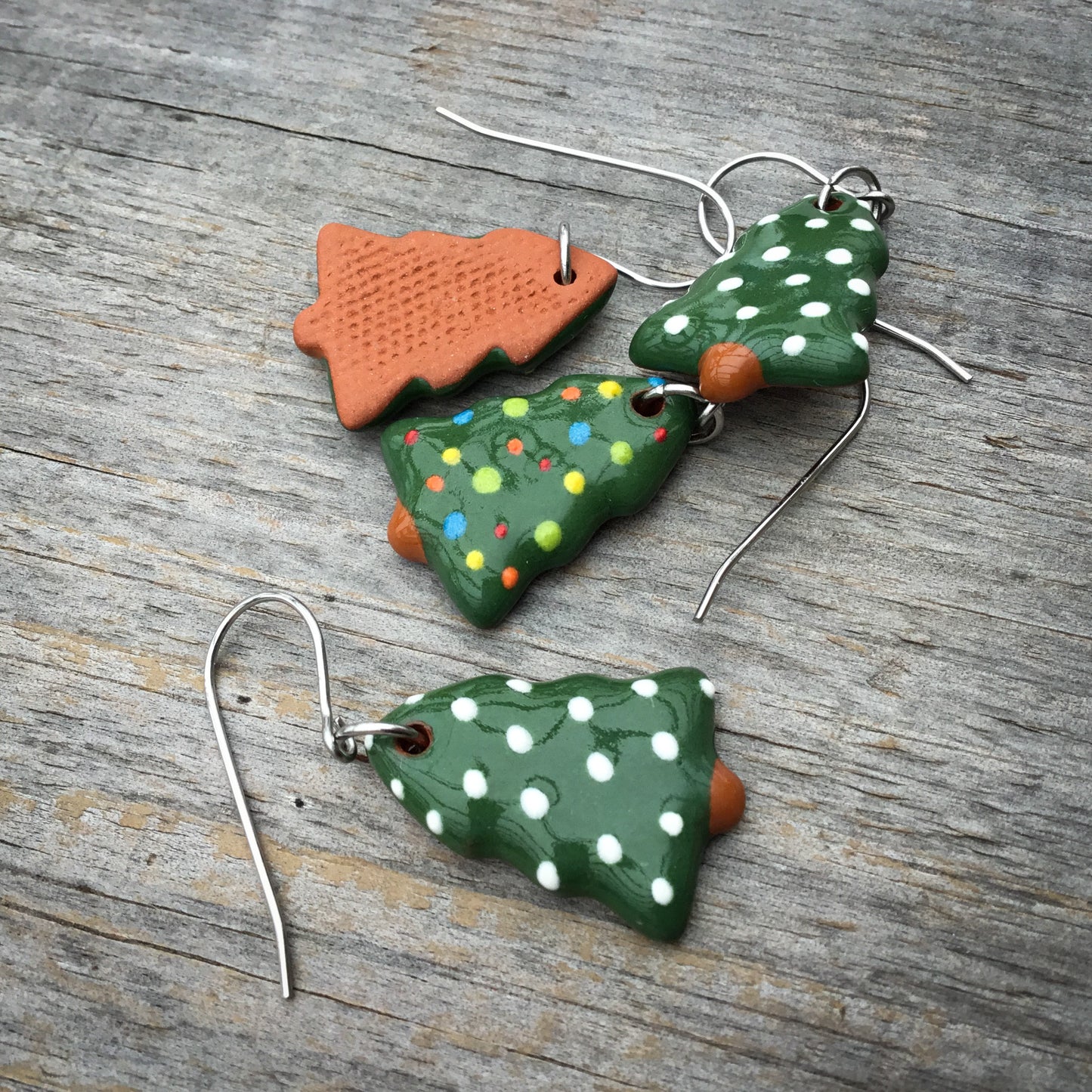 Christmas Tree Ceramic Earrings