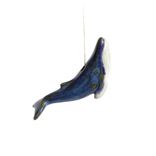 Stoneware Humpback Whale Bead - Hand Sculpted - 2-3/4" Long