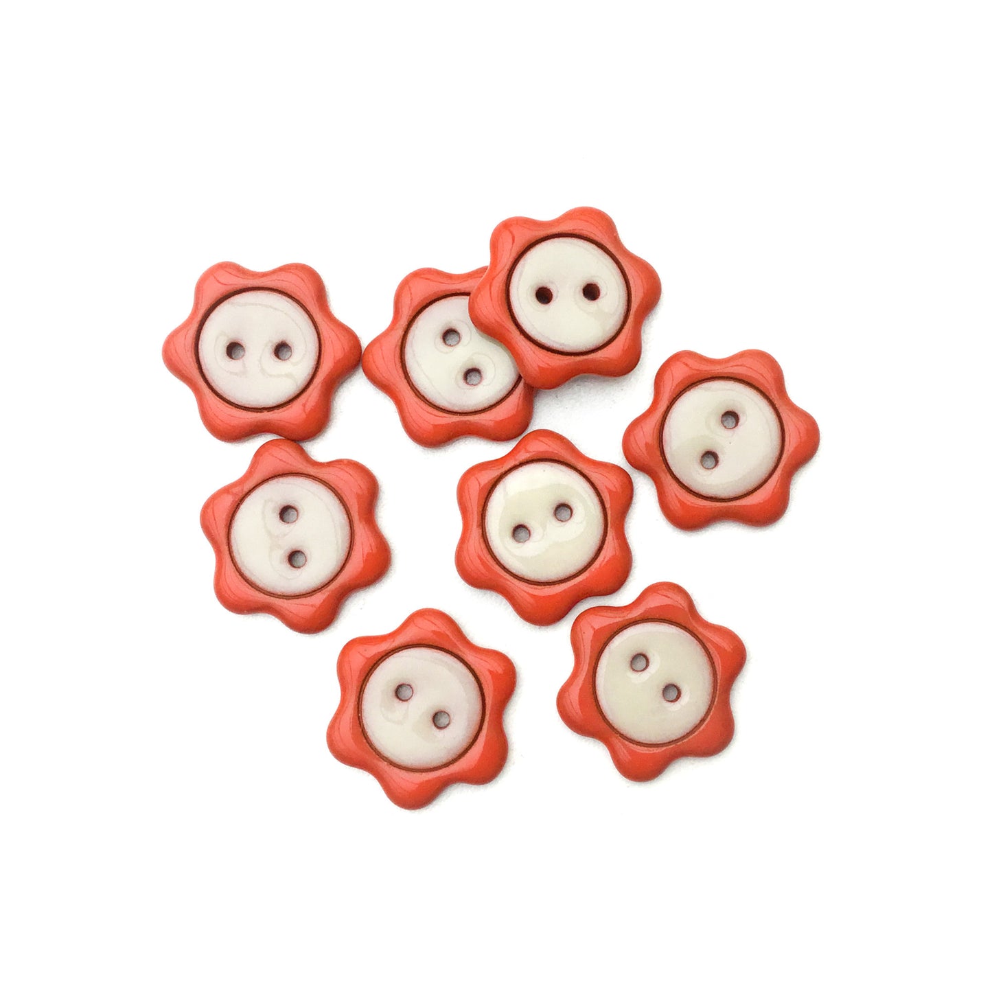 'Floral Darlings' Flower Buttons - Red-Orange 7/8"