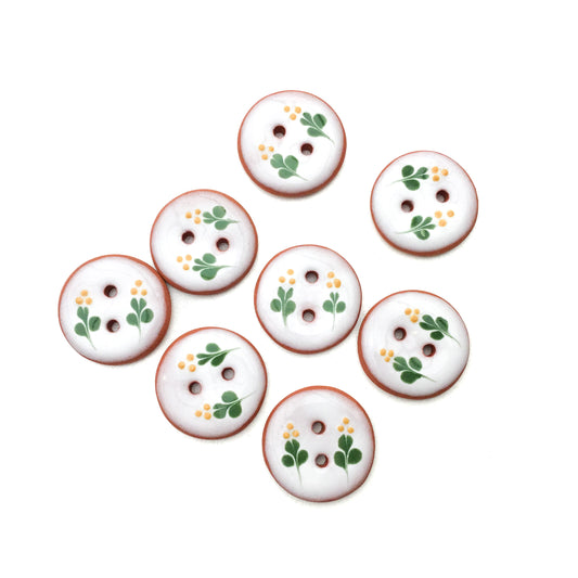 Mustard Sprig Ceramic Buttons  3/4"