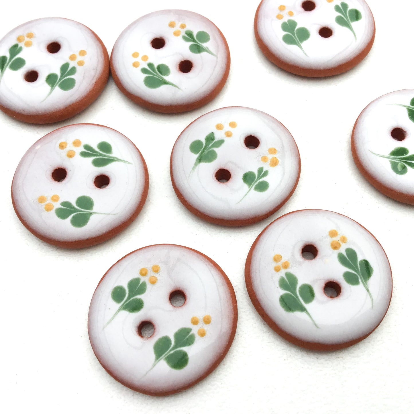 Mustard Sprig Ceramic Buttons  3/4"