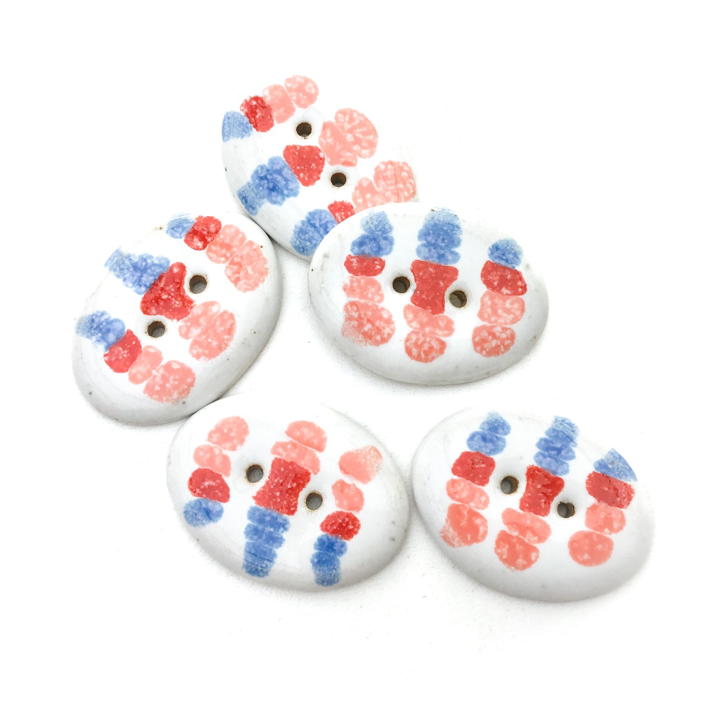 Tri-Color Contemporary Stoneware Button 1-3/8" x 1-1/16"