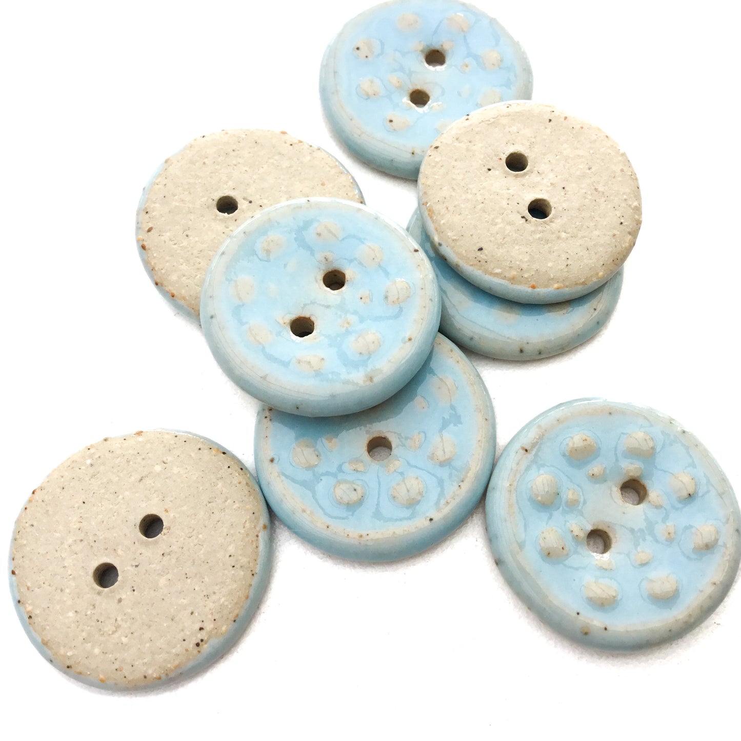 Sky Blue 'Aster' Stoneware Buttons  13/16"