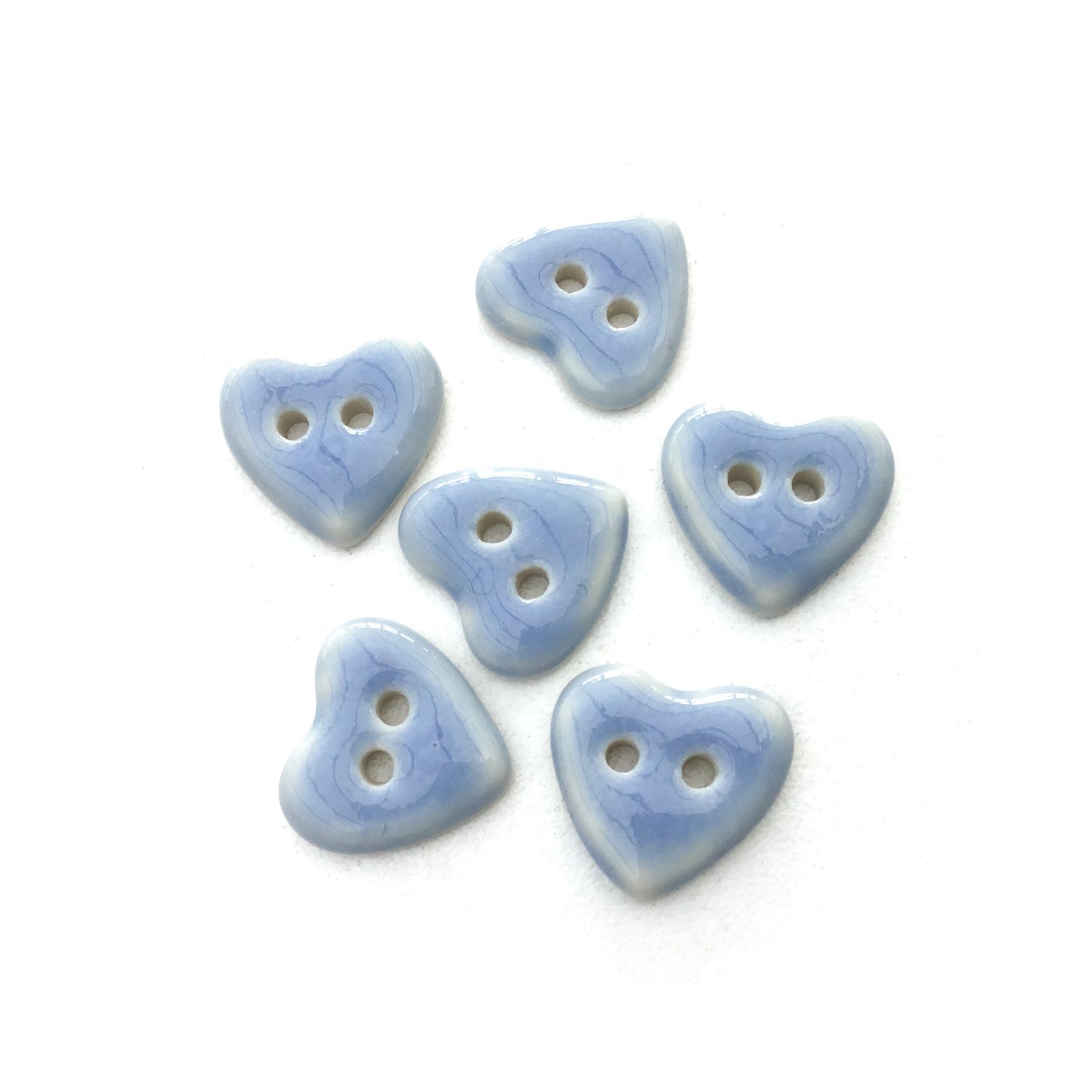 Light Blue Porcelain Heart Buttons  9/16"