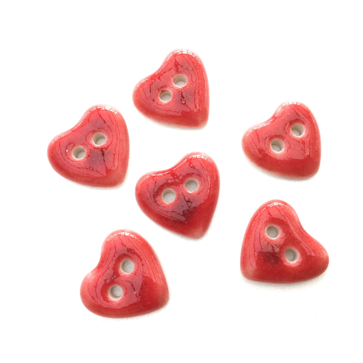 Deep Red Porcelain Heart Buttons  9/16"