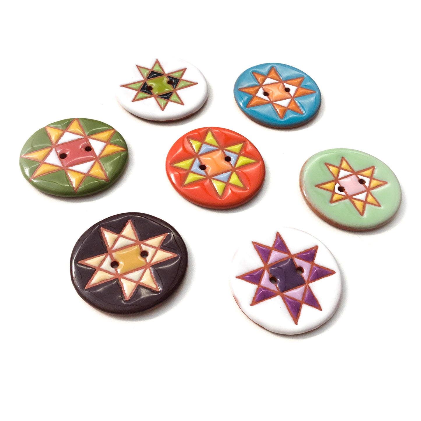 Ohio Star Ceramic Quilt Block Buttons- 1 3/8"