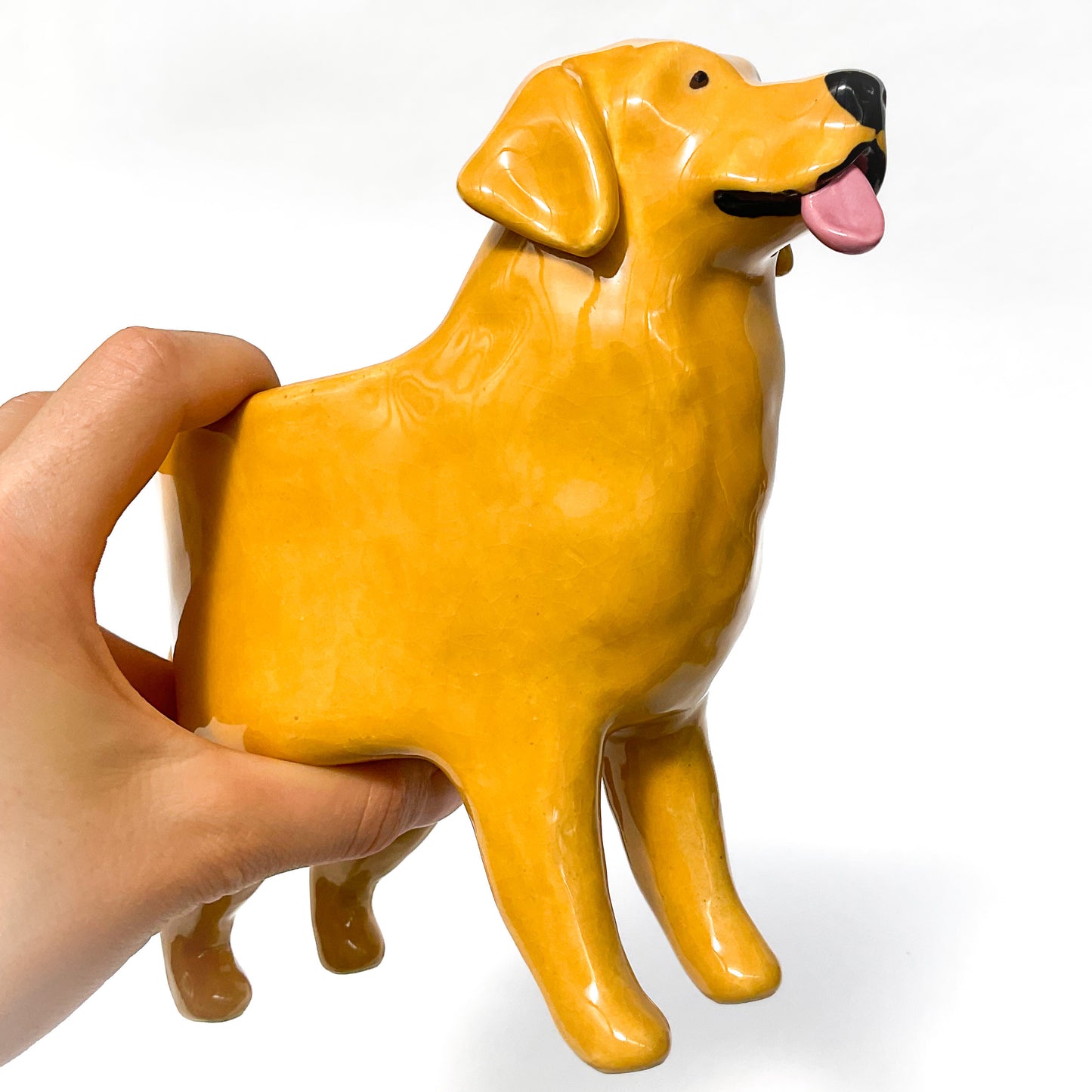 Golden Retriever Dog Planter - Ceramic Dog Plant Pot