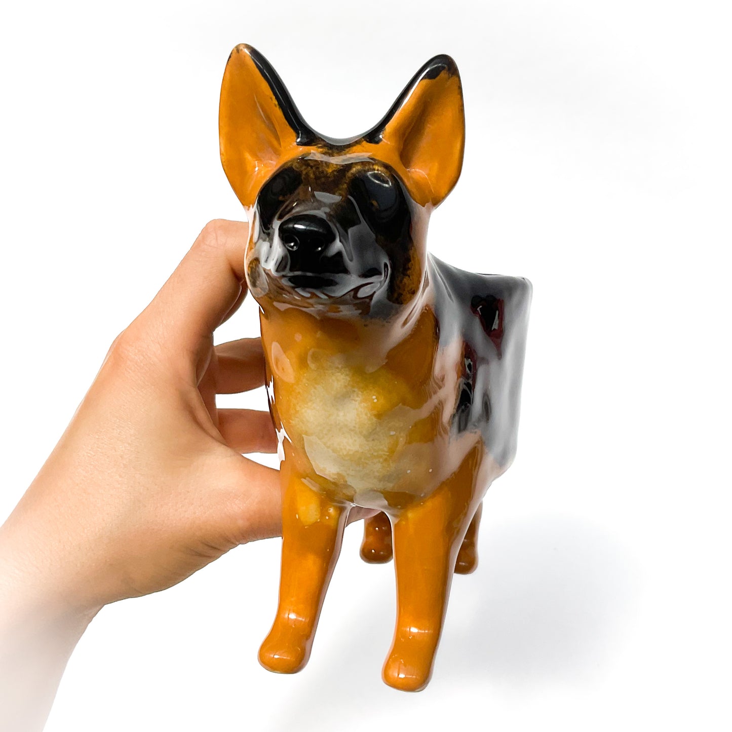 German Shepherd Dog Planter - Ceramic Dog Plant Pot