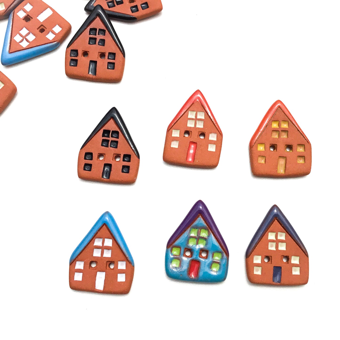 Colorful Red Clay Houses - 7/8" x 1"