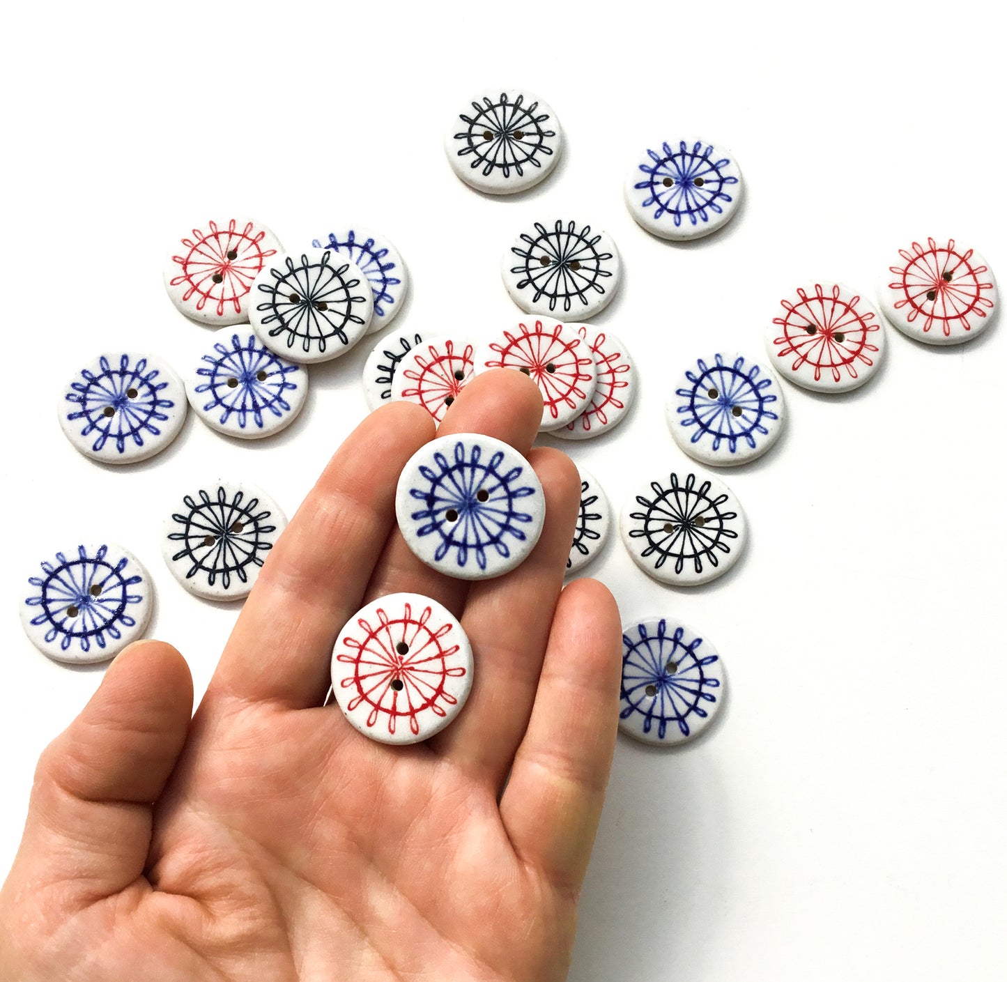 Spoke Stoneware Buttons - 1 1/16"