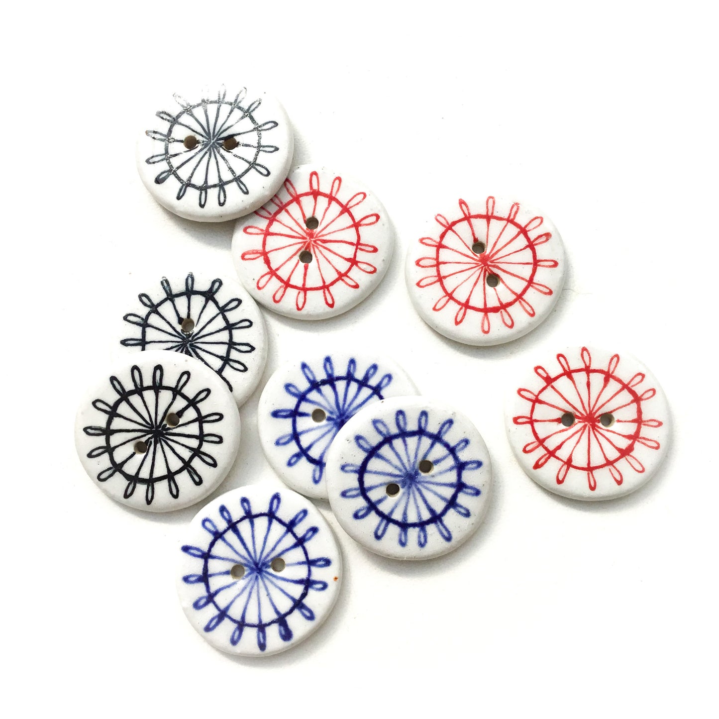 Spoke Stoneware Buttons - 1 1/16"