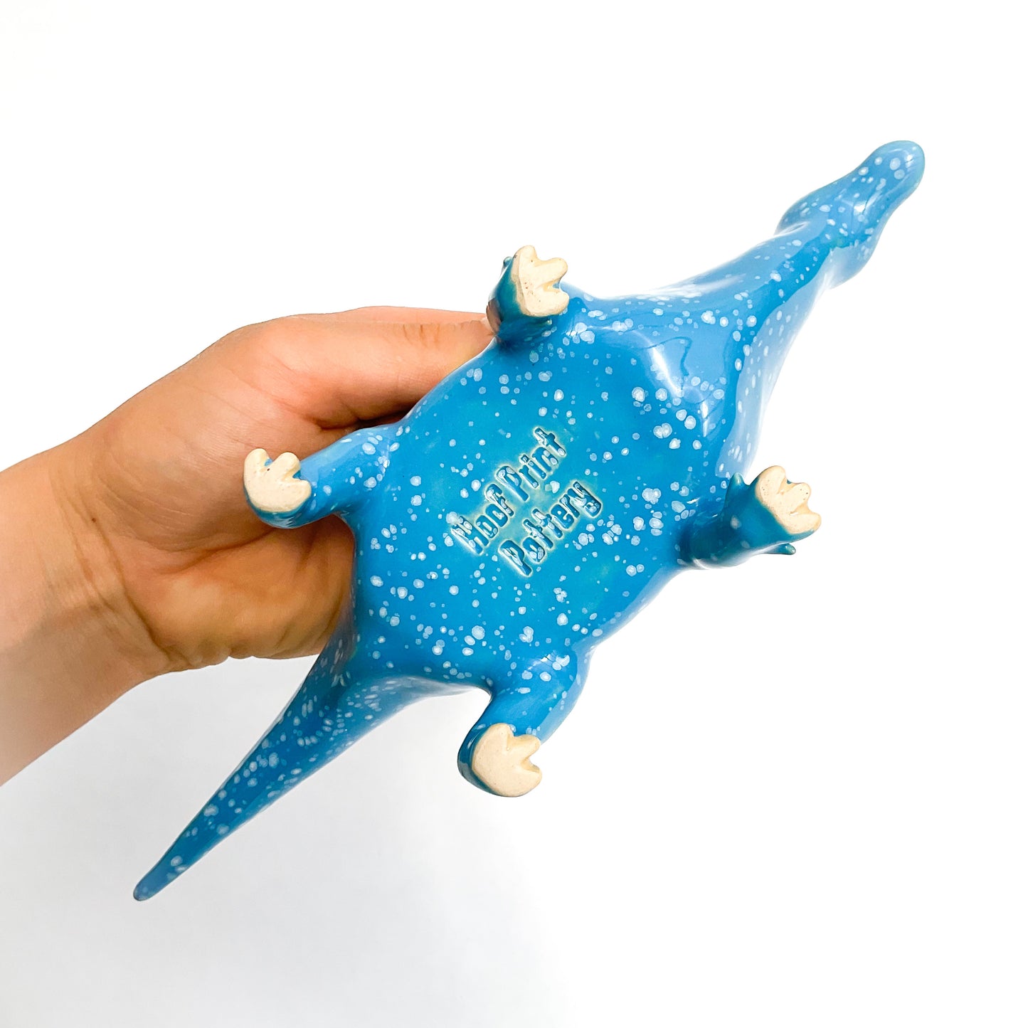 Speckled Blue Iguanodon Dinosaur Planter