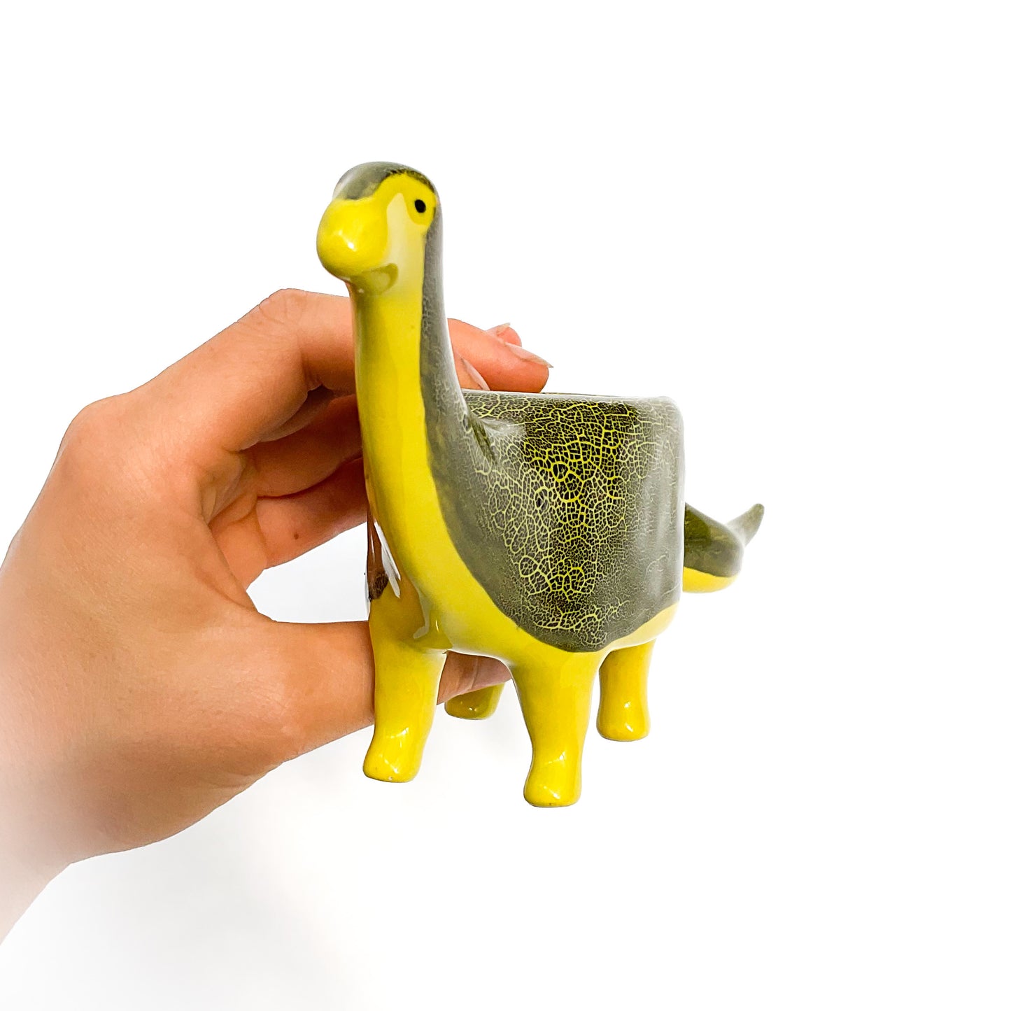 Chartreuse & Black Brontosaurus Dinosaur Planter