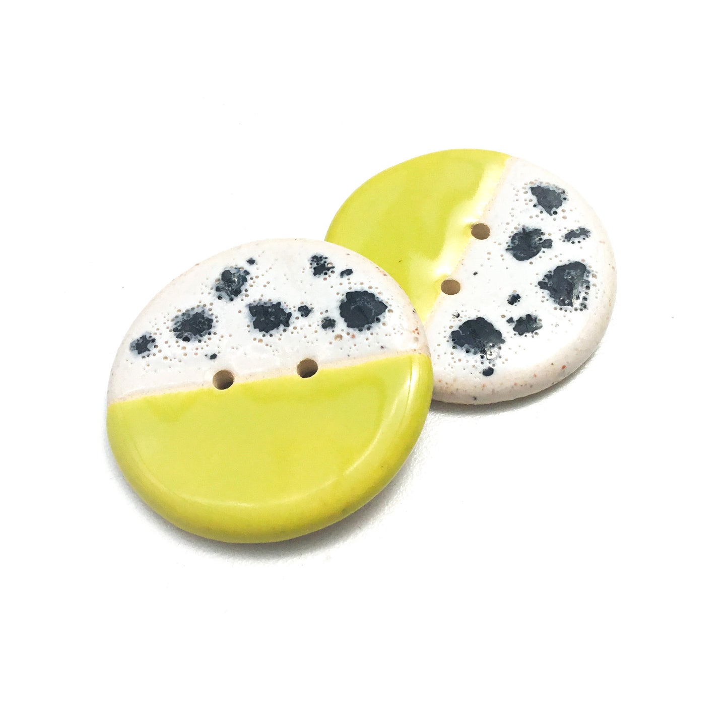 Chartreuse & Black Ceramic Statement Button - 1 3/8"