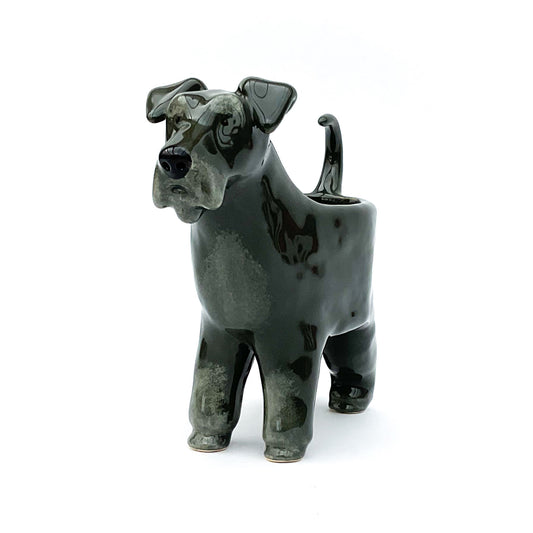 Miniature Schnauzer Dog Planter - Ceramic Dog Plant Pot