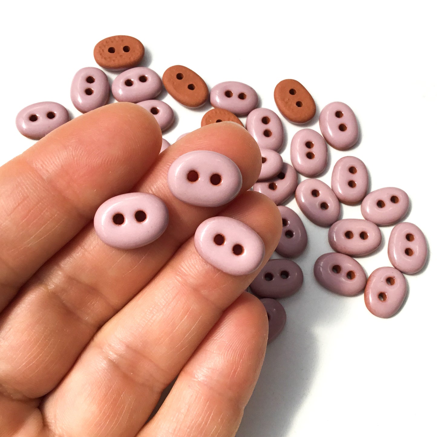 Dusty Pink Ceramic Buttons - Small Oval Buttons - 7/16" x 9/16"