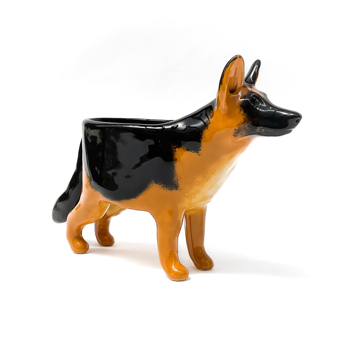 German Shepherd Dog Planter - Ceramic Dog Plant Pot