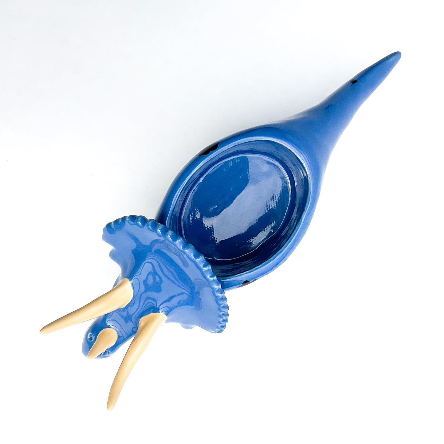 Bright Blue Triceratops Dinosaur Planter