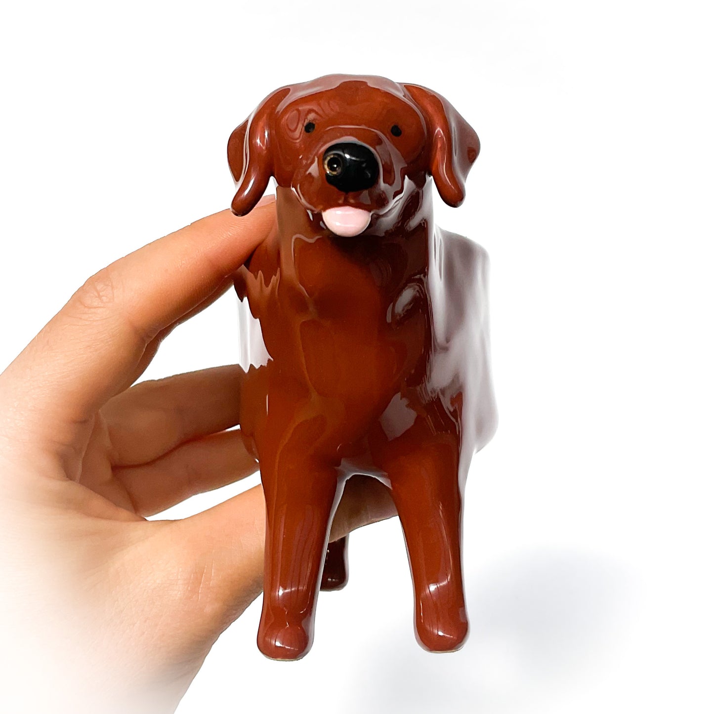 Chocolate lab Dog Planter - Ceramic Dog Plant Pot