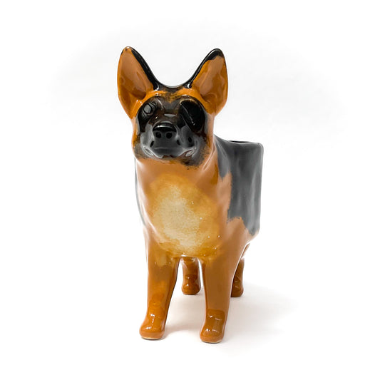 German Shepherd Dog Planter - Ceramic Dog Plant Pot