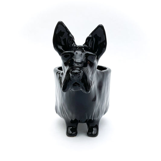 Scottish Terrier Dog Planter - Ceramic Dog Plant Pot