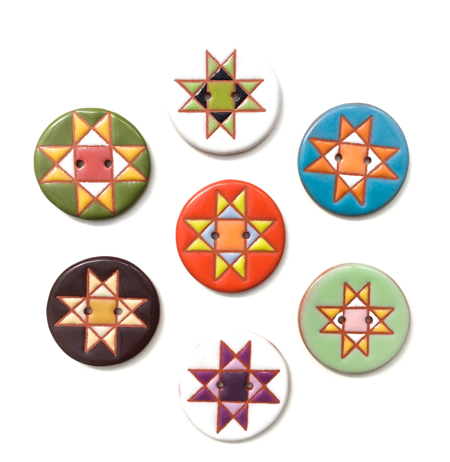 Ohio Star Ceramic Quilt Block Buttons- 1 3/8"