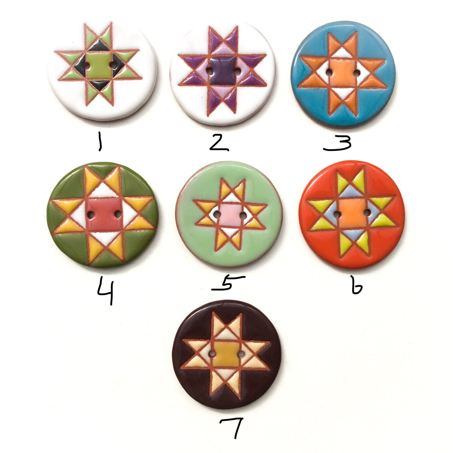 Ohio Star Ceramic Quilt Block Buttons- 1 3/8"