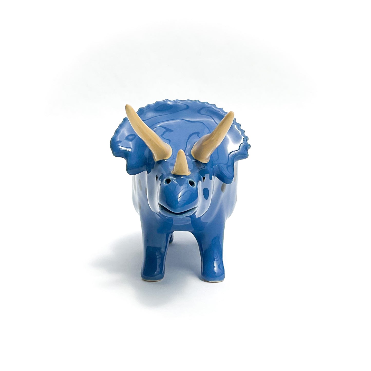 Bright Blue Triceratops Dinosaur Planter