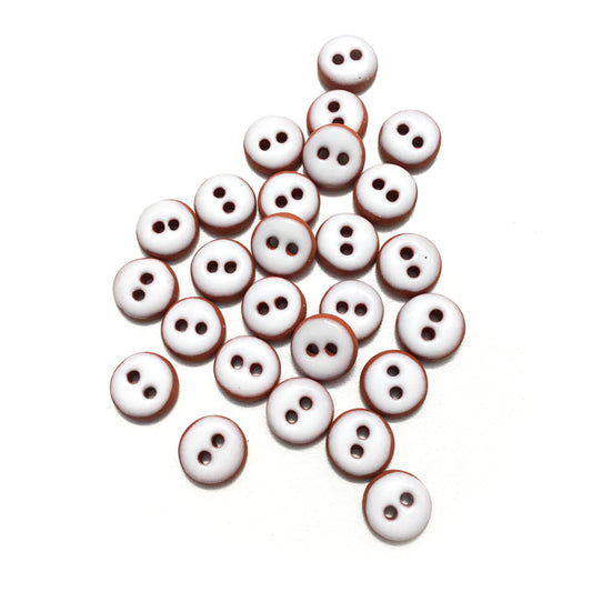 White Ceramic Buttons on Red Clay - 7/16"