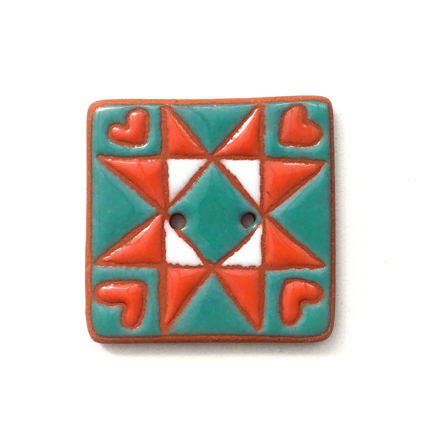 "Sweet Ohio Star" Ceramic Quilt Block Buttons- 1 3/8"