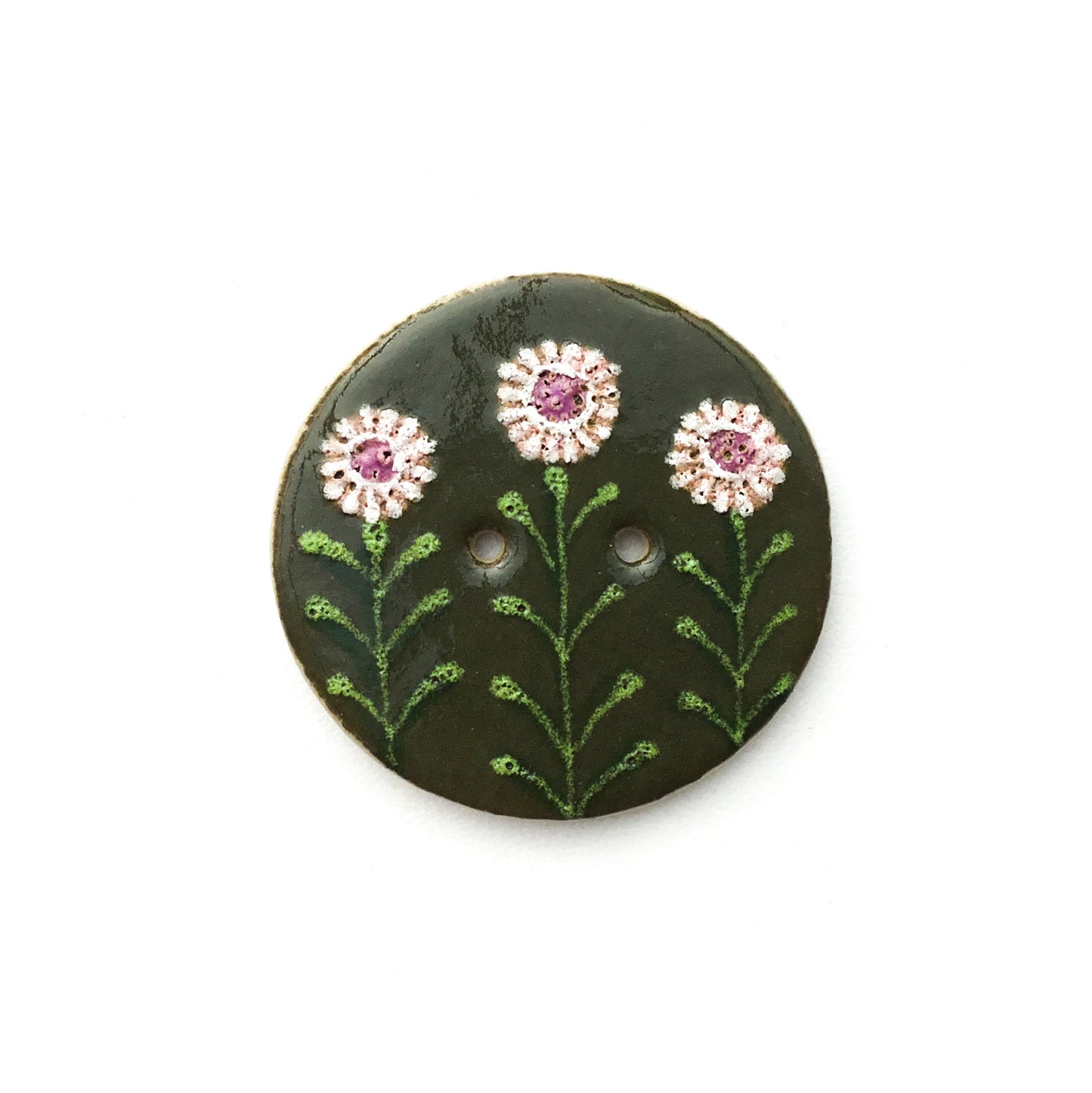 Folk Flowers Stoneware Buttons- 1 3/8"