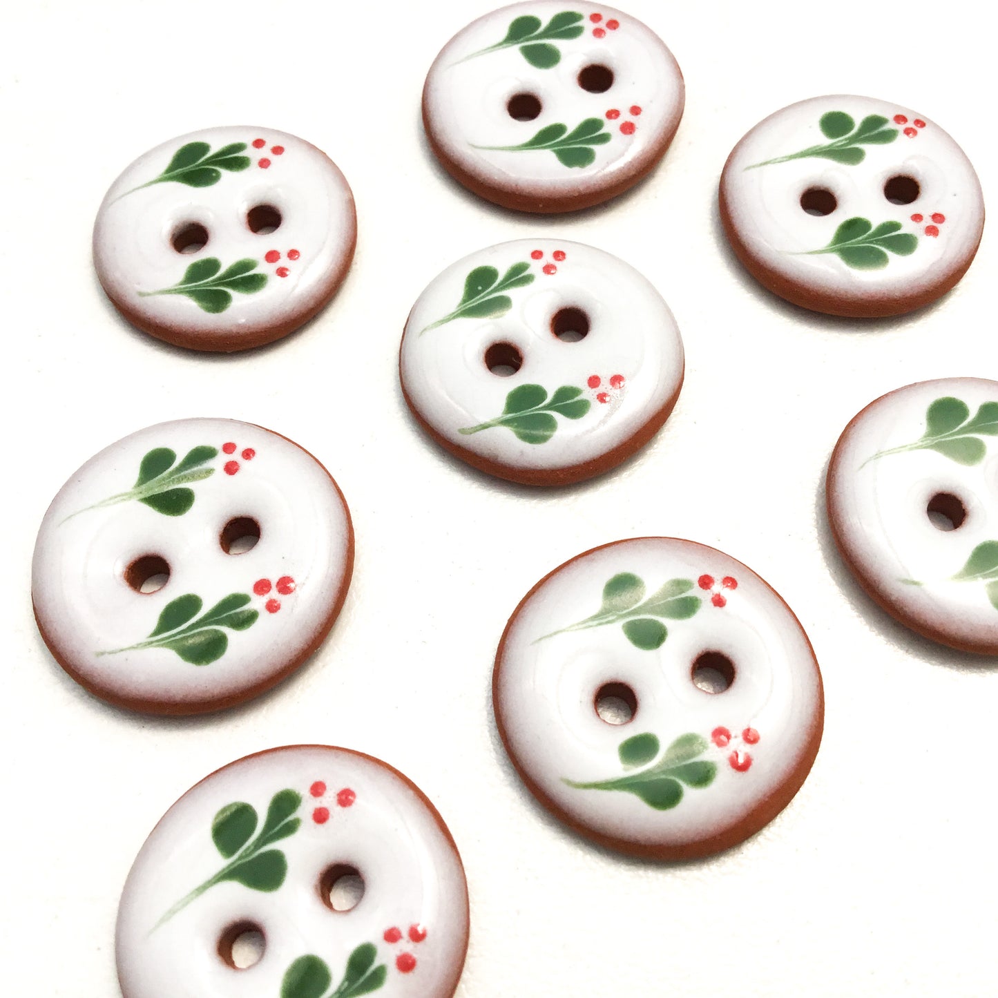 Ruby Sprig Ceramic Buttons - 3/4"