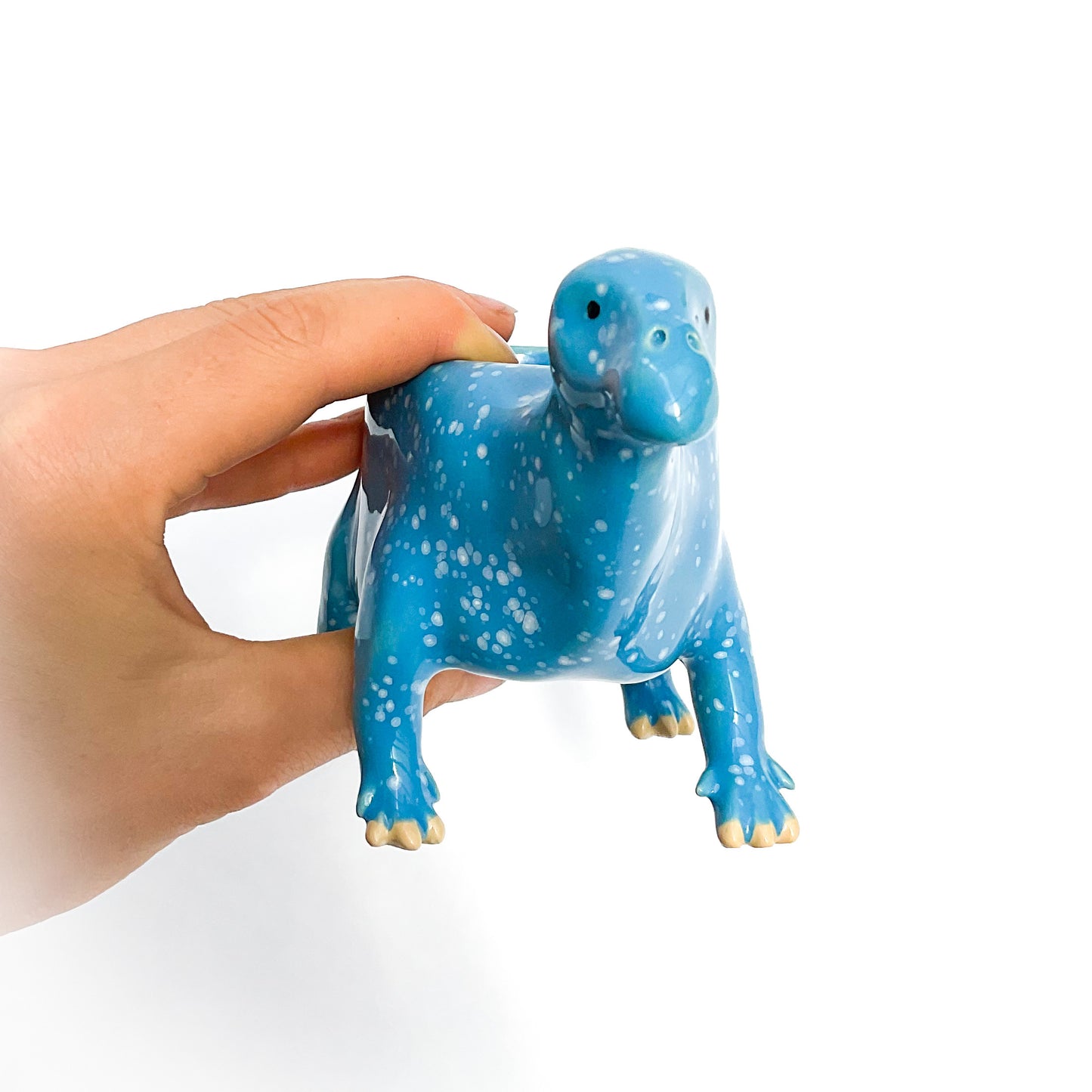 Speckled Blue Iguanodon Dinosaur Planter