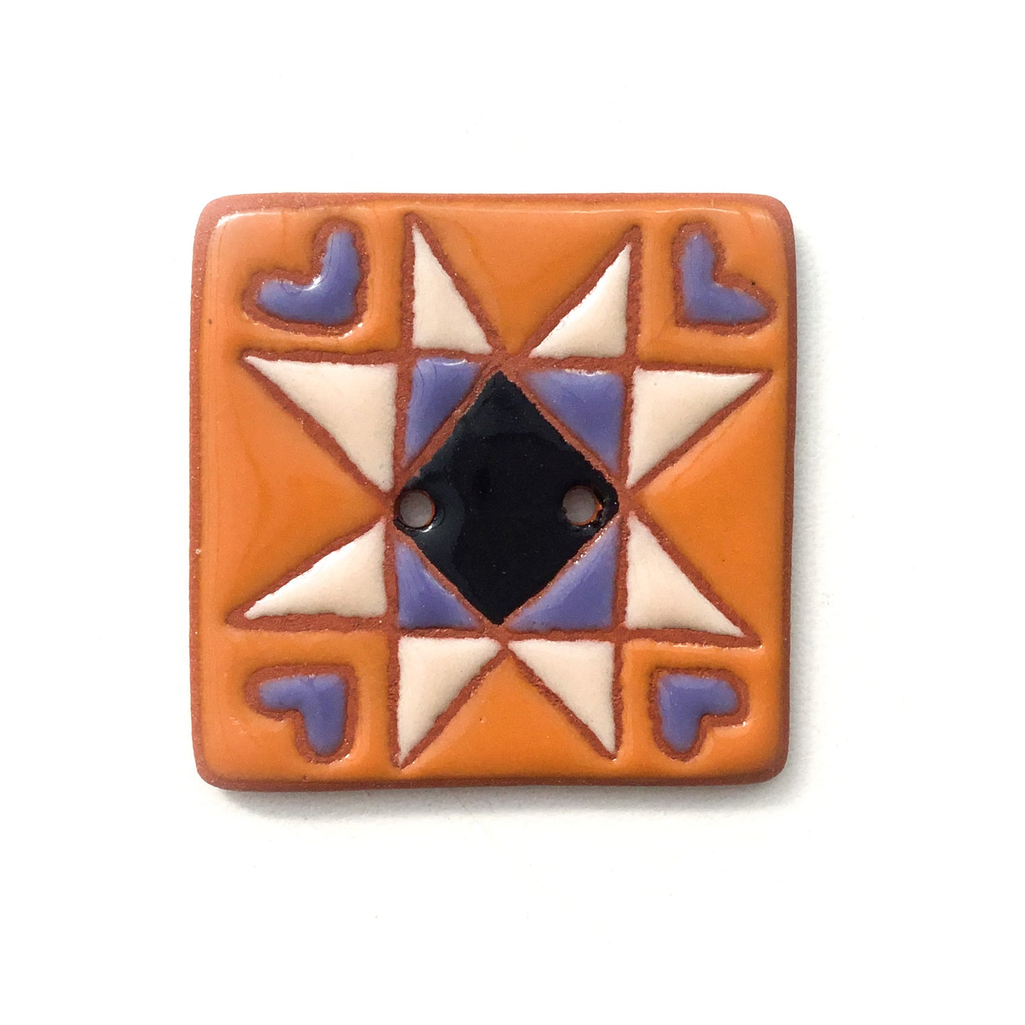 "Sweet Ohio Star" Ceramic Quilt Block Buttons- 1 3/8"