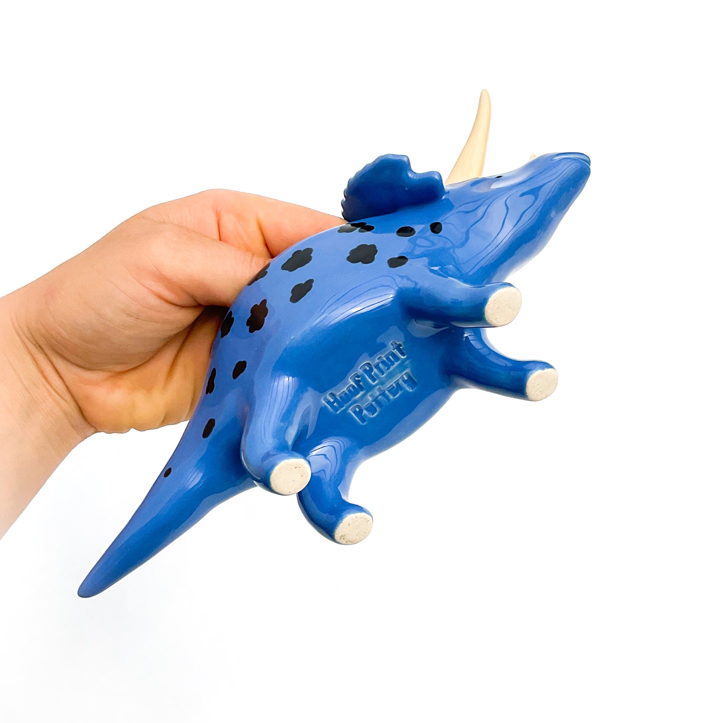 Bright Blue Triceratops Dinosaur Planter