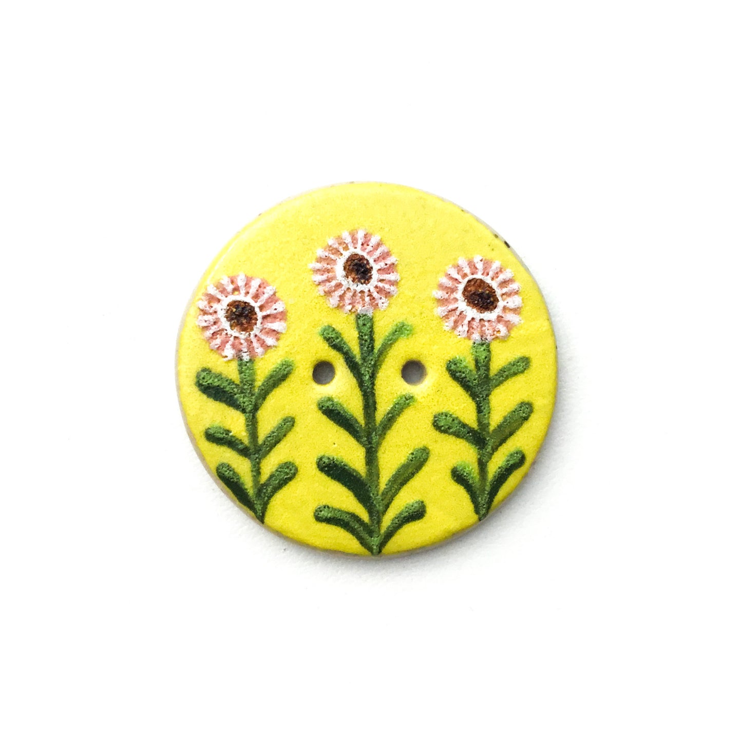 Folk Flowers Stoneware Buttons- 1 3/8"