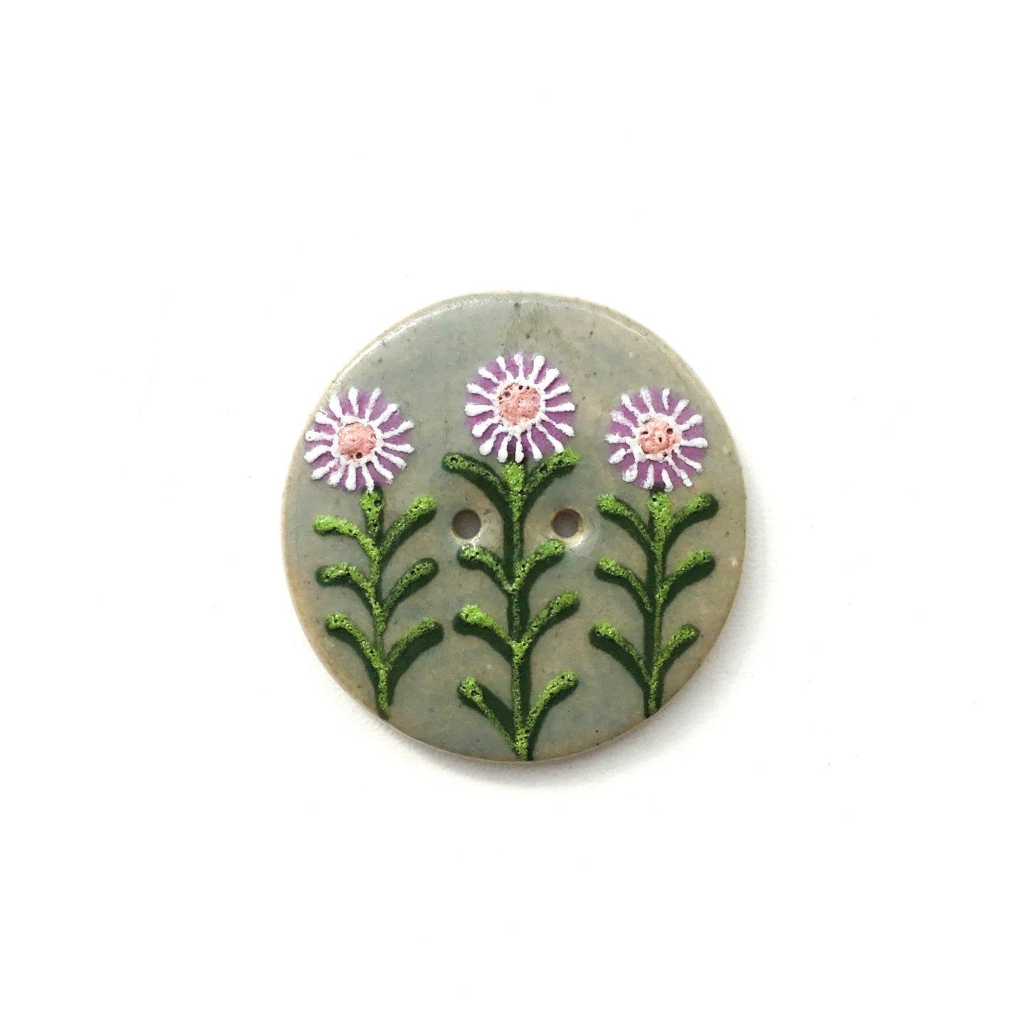 Folk Flowers Stoneware Buttons- 1 3/8"