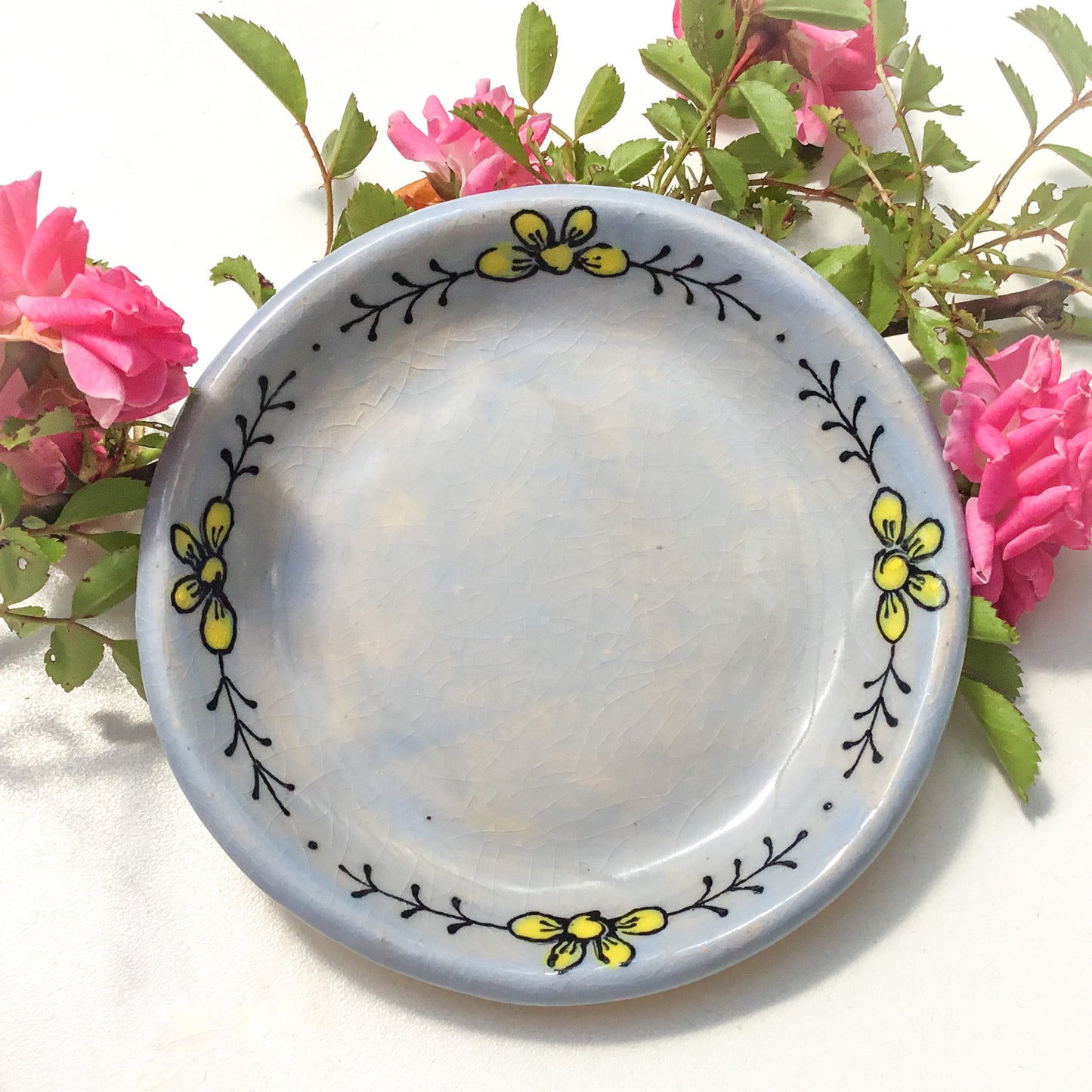 Vintage Flowers Ceramic Notion Dishes