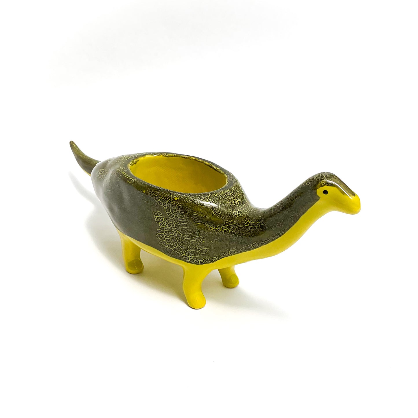 Chartreuse & Black Brontosaurus Dinosaur Planter