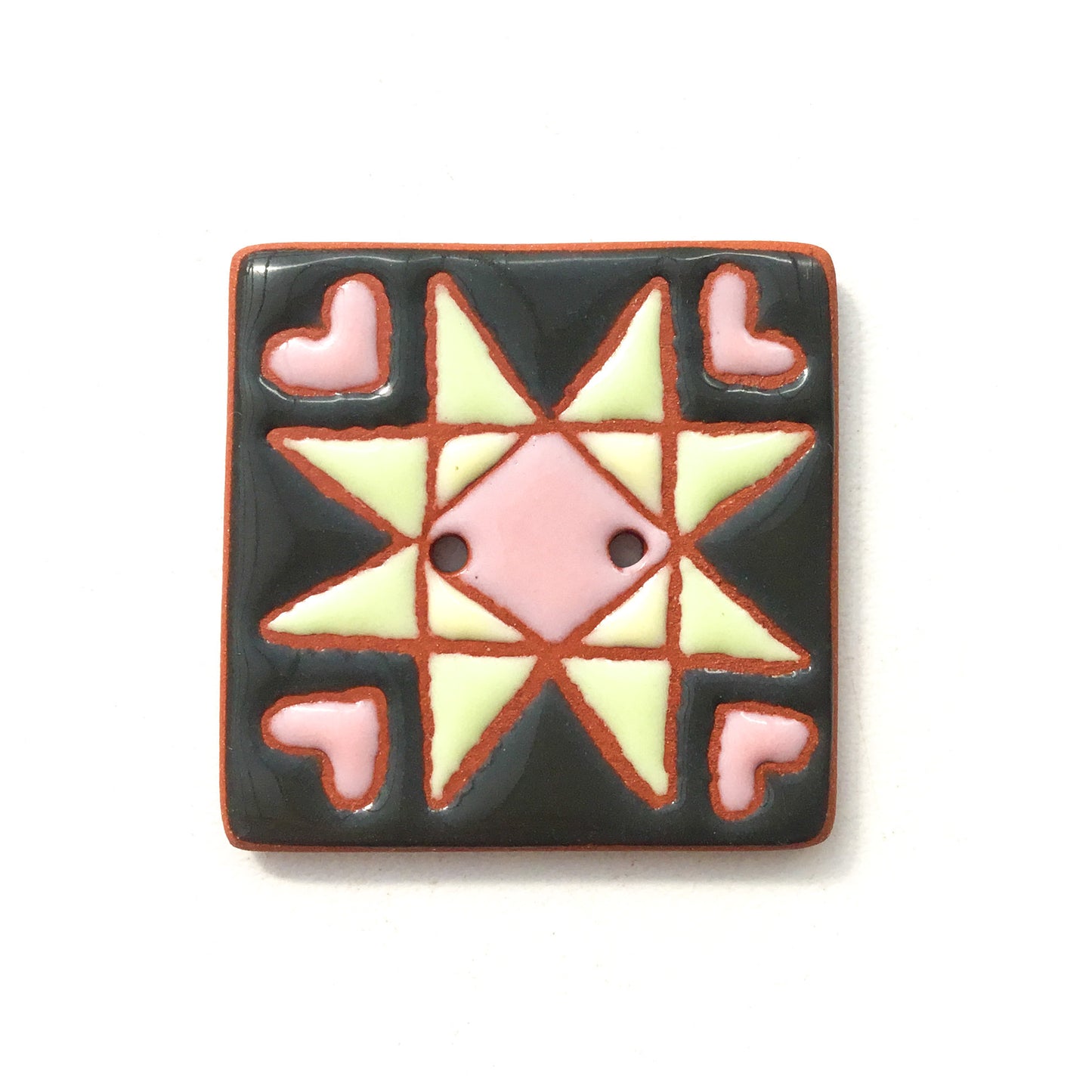 "Sweet Ohio Star" Ceramic Quilt Block Buttons- 1 3/8"