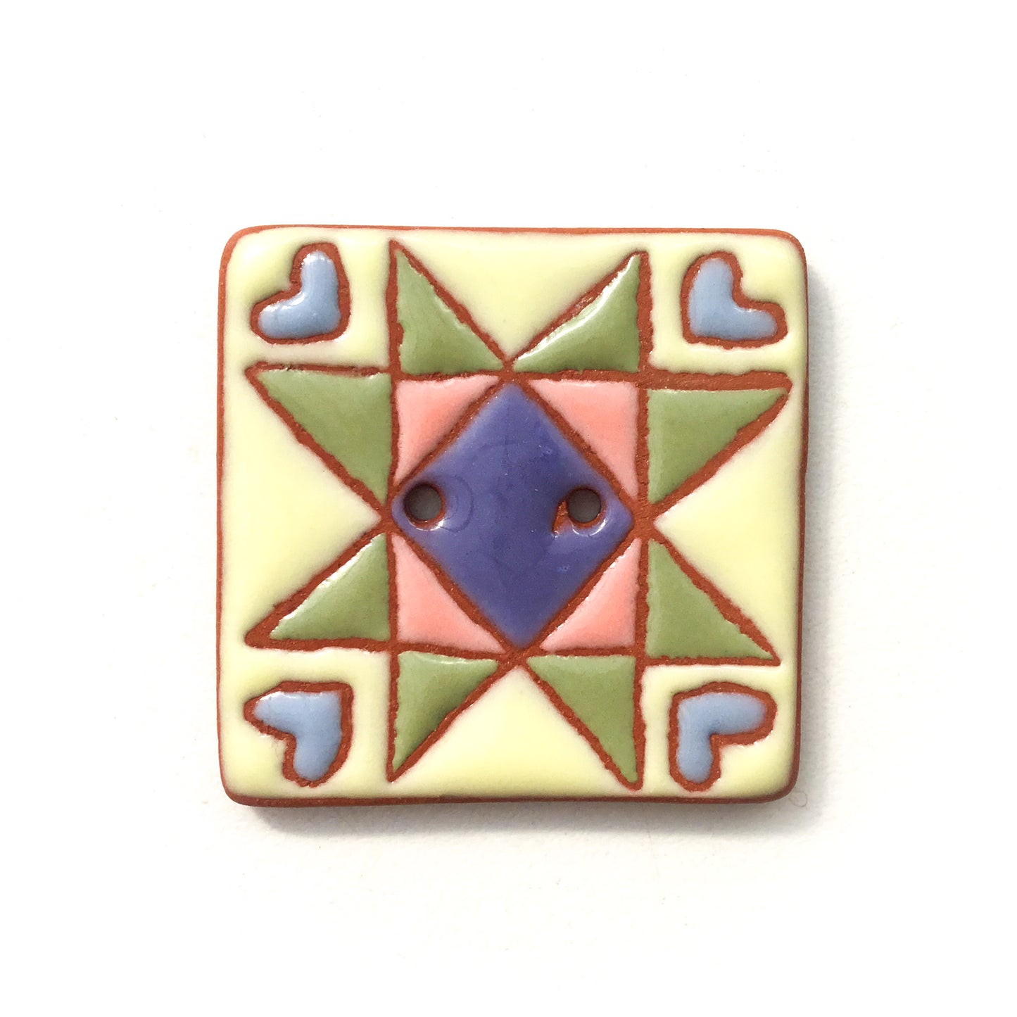 "Sweet Ohio Star" Ceramic Quilt Block Buttons- 1 3/8"